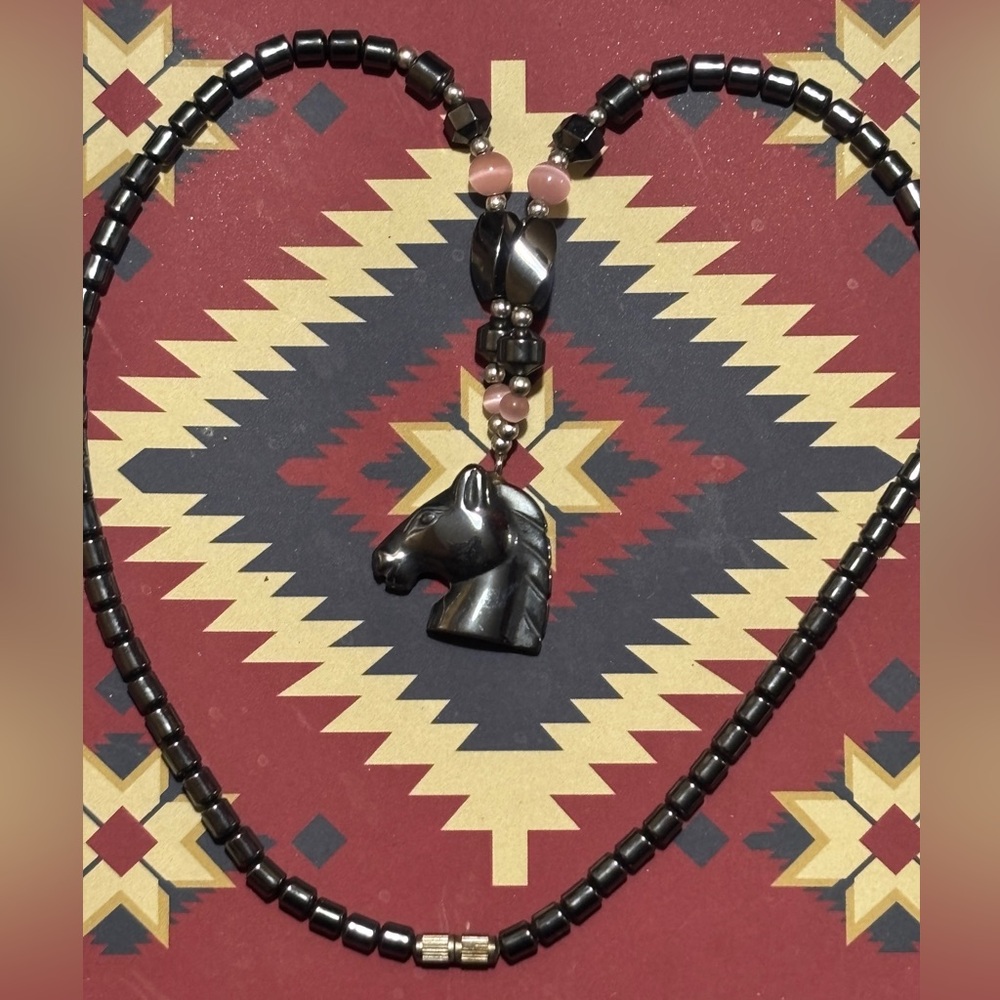 Black Horse Pendant Necklace